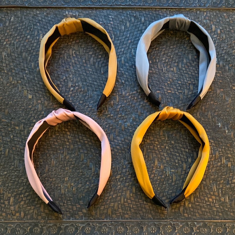 Stylish Women's Headband Set - Pink, Gold, Gray, and Golden Tan